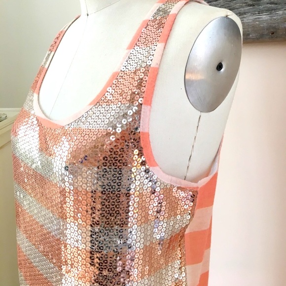 Anthropologie Beachy Glam Peach Sequin Tank Dress - Picture 3 of 8
